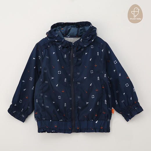 【春款风衣】卓儿男小童休闲运动连帽风衣外套印花上衣防晒服适合1.5-6岁 商品图7