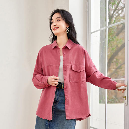 QY2469水洗外套衬衫长袖衬衣女上衣气质优雅宽松 商品图0