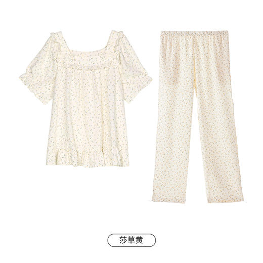 都市丽人亲情蜜语舒适外出春夏睡衣女软绵绵家居服薄款短袖长裤女士套装LH42G1 商品图1