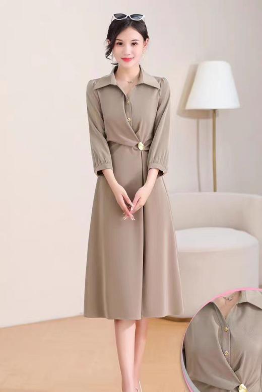 A7056      简约气质纯色修身显瘦中长款连衣裙（特价不退换） 商品图0