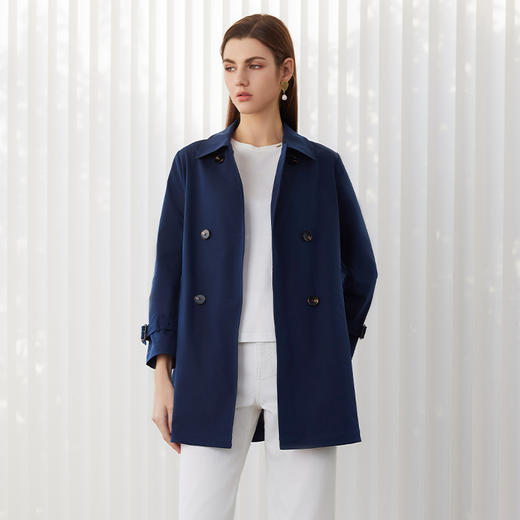 女装春夏新款中长款风衣双排扣防风外套时尚百搭适合多场合穿着 商品图4