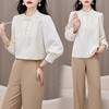 春季新款，娃娃领长袖衬衫女复古设计感小众宽松衬衣HR-HRYZ9617 商品缩略图2
