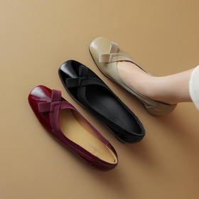 OLD-24-024法式蝴蝶结粗跟单鞋芭蕾舞高跟鞋瓢鞋