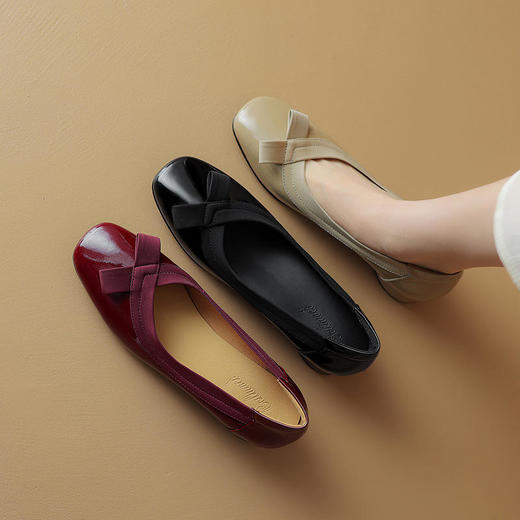 OLD-24-024法式蝴蝶结粗跟单鞋芭蕾舞高跟鞋瓢鞋 商品图0