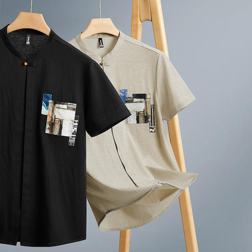 【新款DDY】大依优型大码立领中式短袖衬衫加肥加大男装大号大码衬衣上衣男士绅士商务休闲半袖夏季 商品图1