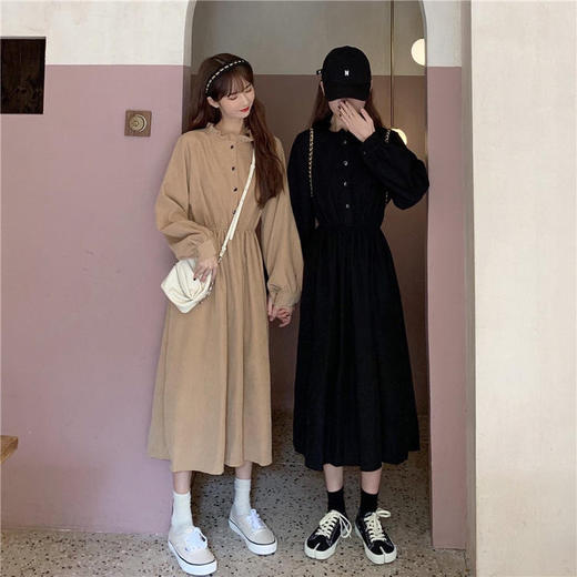 早春新款【气质女神范 长袖连衣裙】时髦女装 法式收腰小黑裙子 冷淡风 商品图3