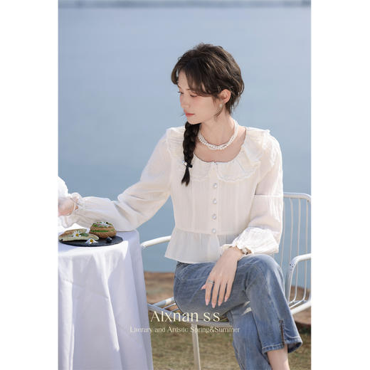 鹿向南《文艺复兴》早春气质复古牛仔裤女2024新款通勤开叉微喇裤 商品图1