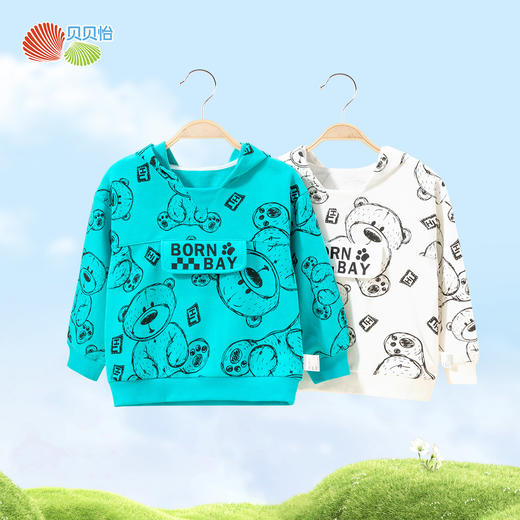 贝贝怡儿童卫衣连帽2024春新款男童衣服洋气卡通上衣女中大童春装ZB1DS042 商品图6