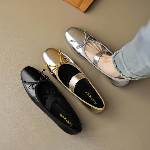 【预售5天】时尚减龄，羊漆皮亮面玛丽珍浅口平底小单鞋OFSM&Y6854 商品图0