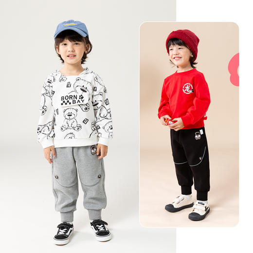 【柔软舒适】春秋新款儿童休闲裤华夫格男童裤子卫裤时尚儿童裤子ZB1DK026 商品图0