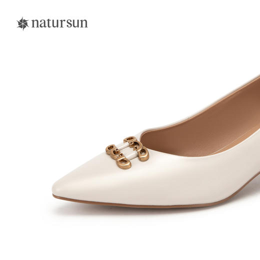 natursun单鞋女春季尖头小香风女鞋软底不累脚细跟高跟鞋N24119810 商品图3