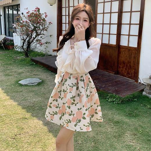 春秋季【法式假两件V领连衣裙女 新款设计感】气质收腰 碎花短裙子潮 商品图3