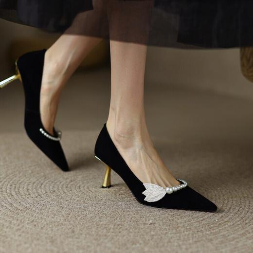 【预售5天】法式高跟鞋，小众设计新款尖头细跟串珠优雅气质细跟单鞋女HCYYHD&A2815 商品图4