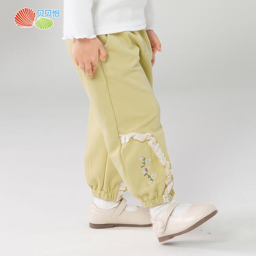 贝贝怡女童长裤2024春季新款甜美休闲束脚裤儿童春装女中大童裤子ZB1DK012 商品图2