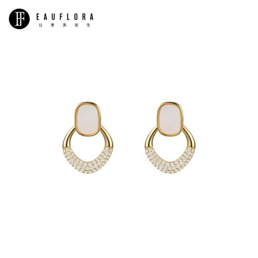 『晴雅颂』极简闪锆贝母耳环 商品图0