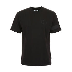 GCDS 男士字母刺绣徽标棉质圆领短袖T恤 黑色 ACC94U020077 BLACK