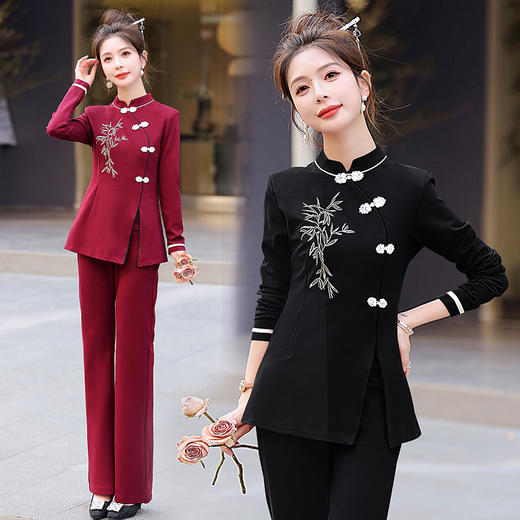 春季新款，女装时尚气质新中式盘口刺绣套裙HR-HMQY5172 商品图3