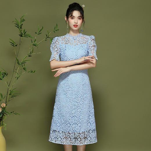 新中式女装，新款中国风气质鱼尾改良蕾丝旗袍连衣裙OY-24126 商品图3