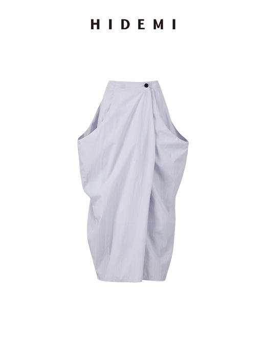 HIDEMI 极简微褶皱设计感可拆卸披肩领多穿式衬衫上衣半裙套装 商品图12