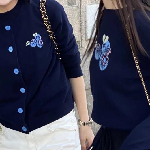 【à perles】博主同款 鄂家可爱的蓝莓图案女士羊绒衫 套头和开衫两个款式【现货】 商品图3