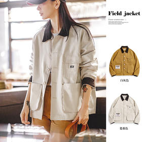 马登女装灯芯绒拼接外套vintage翻领夹克美式复古密歇根工装上衣