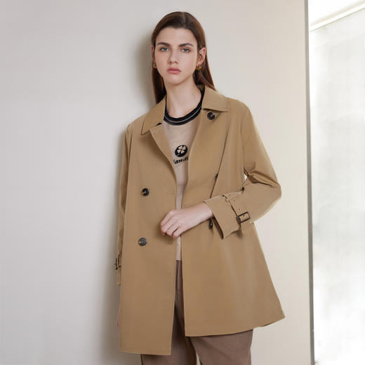 女装春夏新款中长款风衣双排扣防风外套时尚百搭适合多场合穿着 商品图1