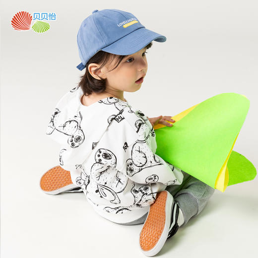 贝贝怡儿童卫衣连帽2024春新款男童衣服洋气卡通上衣女中大童春装ZB1DS042 商品图2