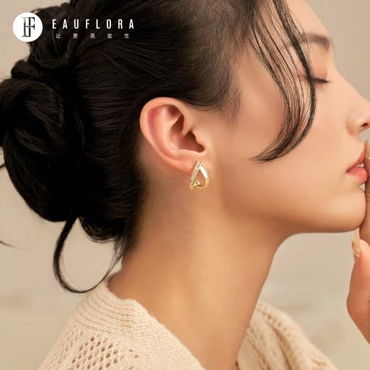 『夏日月』极简几何贝母耳环 商品图1