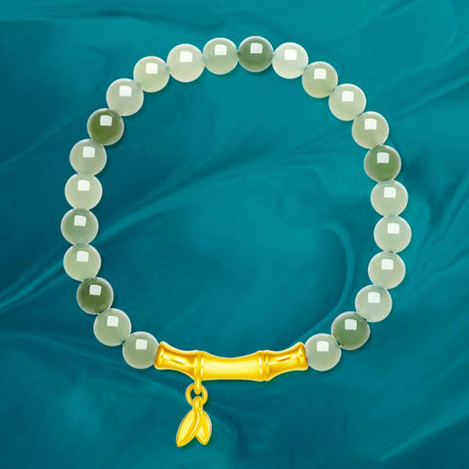 节节高升和田玉手串6mm 温润玉珠 质地细腻 竹节高升 清秀俊逸 商品图0