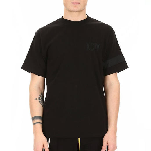 GCDS 男士字母刺绣徽标棉质圆领短袖T恤 黑色 ACC94U020077 BLACK 商品图1