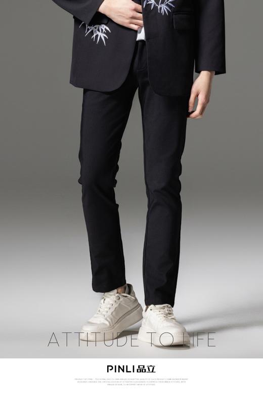 PINLI品立2024春季新款男士纯色直筒休闲长裤潮牌百搭黑色男裤子B233217091 商品图0