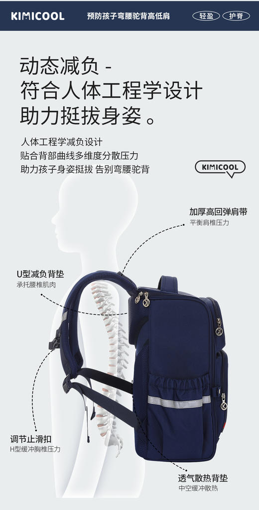 超多款可选！【KVG英伦风减负护脊书包系列 大/小号】专注学生书包20年，SGS欧盟环保认证，呵护儿童脊椎～有效缓解装书包带来的重量和压力。超减负、‎超能装！ 商品图1