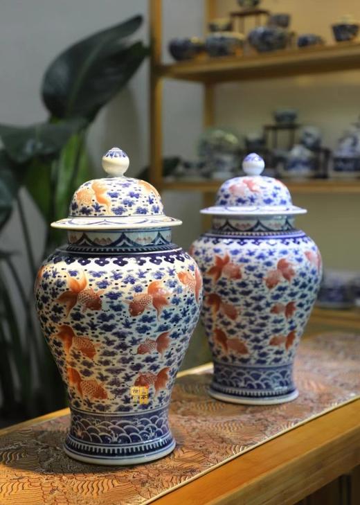 青花釉里红金玉满堂将军罐 商品图0