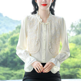 KQL-3686现货新中式中国风盘口桑蚕丝衬衫高级感刺绣上衣时尚女士小衫