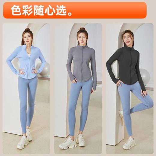 聚衣堂秋冬加绒瑜伽外套立领拉链户外运动外套骑行防风跑步健身服 商品图3