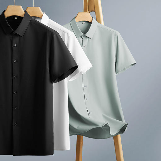 【新款DDY】大依优型大码短袖衬衫高弹免烫加肥加大男装大号大码衬衣上衣男士绅士商务休闲半袖夏季 商品图2