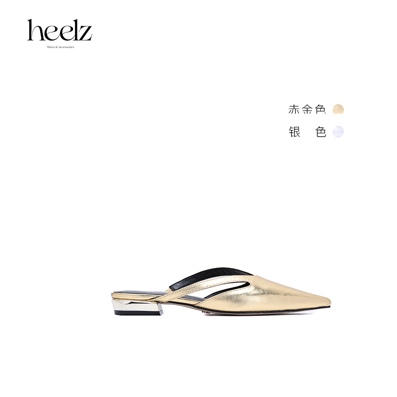 heelz设计师手工鞋履 ｜真皮条带尖头穆勒鞋牛皮20mm