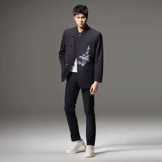 PINLI品立2024春季新款男士纯色直筒休闲长裤潮牌百搭黑色男裤子B233217091 商品图4