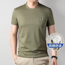 【一口价】【纯棉】【新款DK】大依优型大码圆领短袖T恤加肥加大弹力透气宽松休闲男装半袖上衣