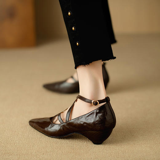 【预售5天】春夏新款，头层水晶羊皮复古单鞋NJMK&K868 商品图5