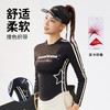 聚衣堂莱卡条纹印花运动长袖美式复古风收腰显瘦云感高弹运动上衣 商品缩略图1