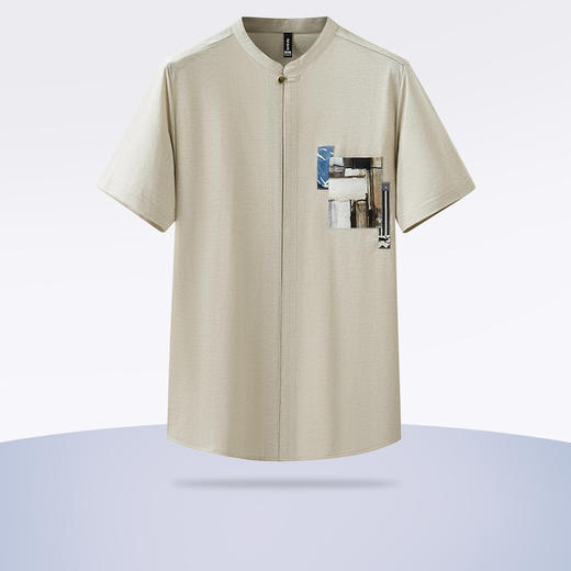 【新款DDY】大依优型大码立领中式短袖衬衫加肥加大男装大号大码衬衣上衣男士绅士商务休闲半袖夏季 商品图0