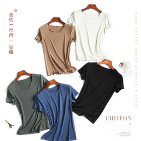 免烫多色螺纹T恤 多色定制面料 百搭免烫 套头针织螺纹纯色短袖 200205