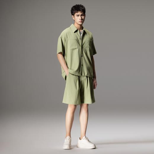 PINLI品立夏季新款男士系皮带条纹休闲短裤五分裤B242117019 商品图4