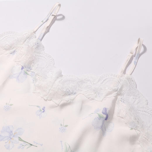 都市丽人好睡好眠春夏睡衣女冰雪丝印花家居服薄款吊带裙+外袍女士丝质套装LH44A2 商品图10