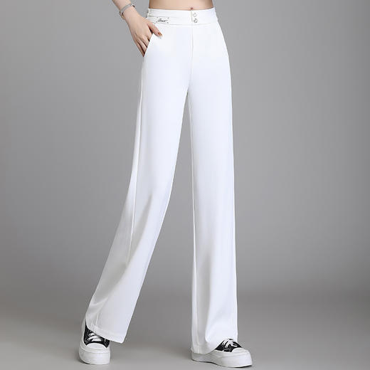 高腰窄版阔腿西装裤2024春季新款双扣垂感显瘦直筒裤 商品图4