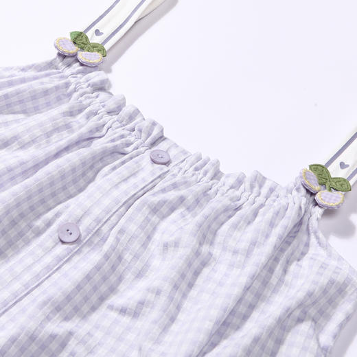 都市丽人生活家居春夏睡衣女针织人棉提花家居服薄款吊带短裤女士套装LH42F6 商品图7