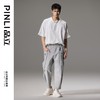 PINLI品立2024夏季新款连肩袖圆领宽松立体提花短袖T恤男士上衣潮B242111004 商品缩略图3