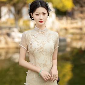 植绒旗袍春款改良年轻旗袍日常修身少女时尚旗袍ZA-5221