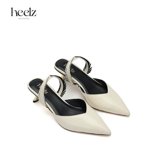 heelz设计师手工鞋履 ｜BAMBOO竹叶鞋小猫跟Slingback两穿50mm 商品图2